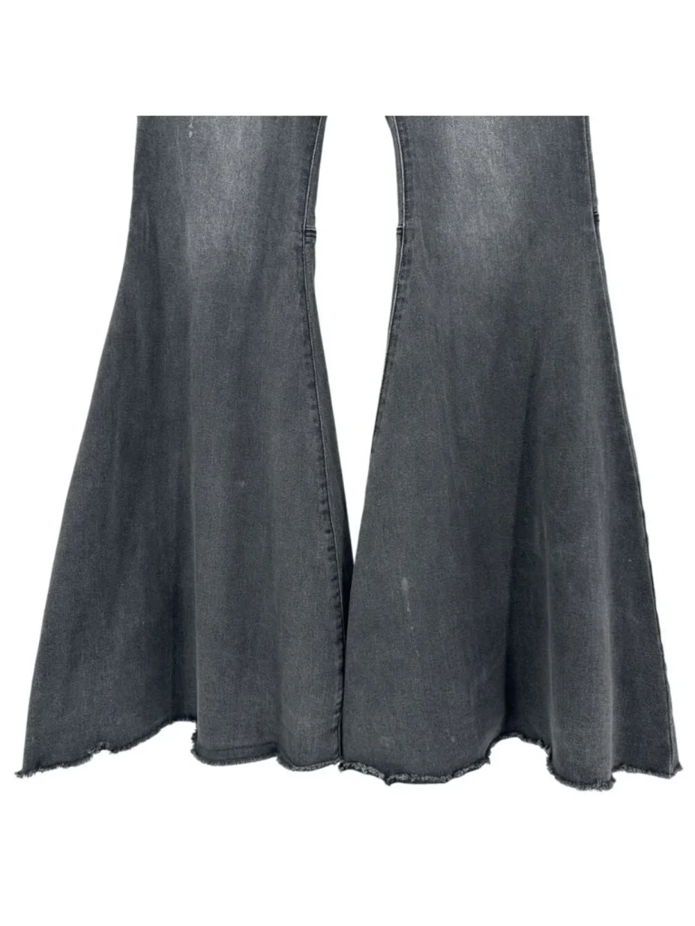 Free People Womens 29 Jeans We The Free Float On Flare Distressed Black Raw Hem